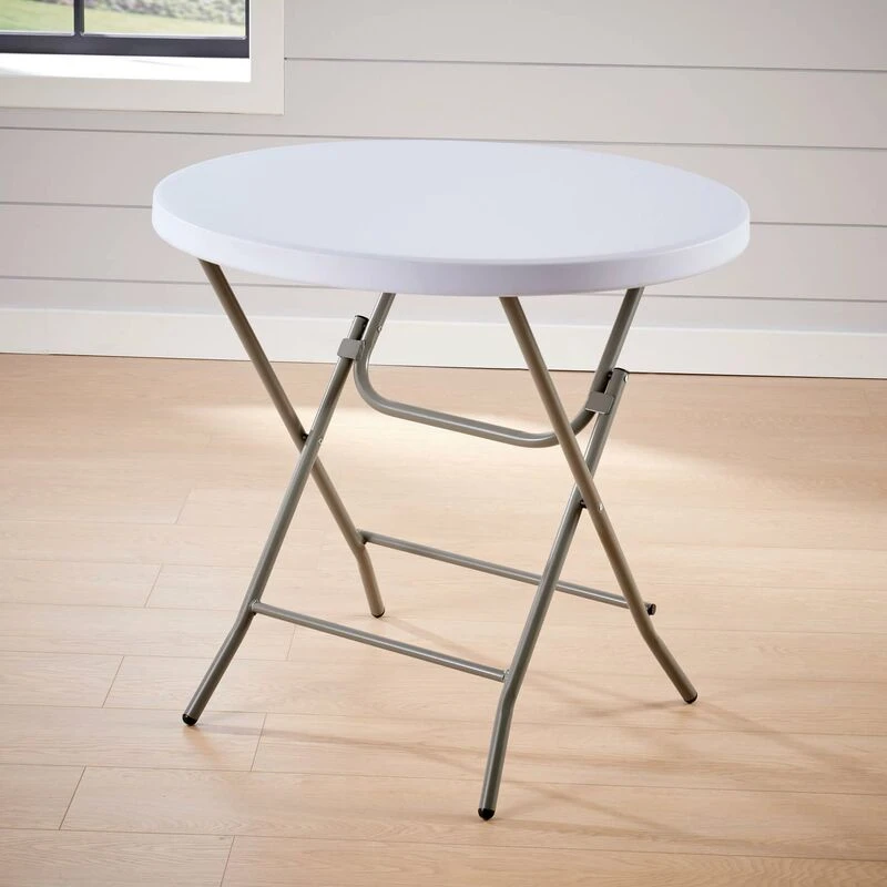 Image of Home Source Folding 80cm Round Outdoor Trestle Table White