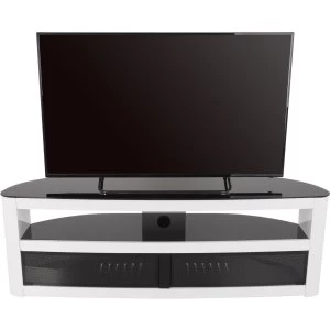 image of Burghley Affinity Curved TV Stand 1500 Gloss White / Black Glass