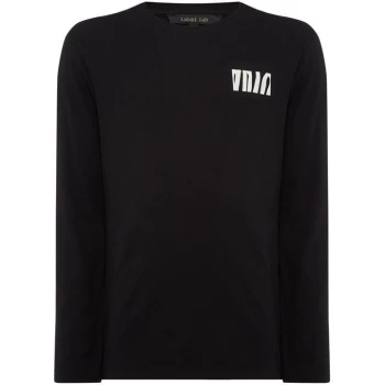 Label Lab Long Sleeve Aries Slogan T-Shirt - Black