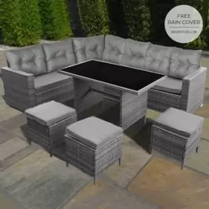 image of Jardi Outdoor 9 Seater Garden Rattan Furniture Set Grey