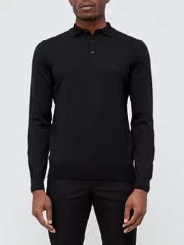 Image of Hugo Boss Bono-l Long Sleeve Polo Shirt Black Size 2XL Men