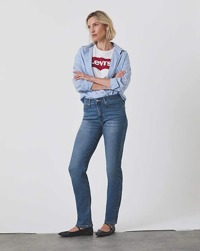 Image of Levis|Levis Levis 314 Shaping Straight Jeans MID Wash - Levis - Size: 27/30 / UK 8 MID Wash Female 27/30 / UK 8 PV14801