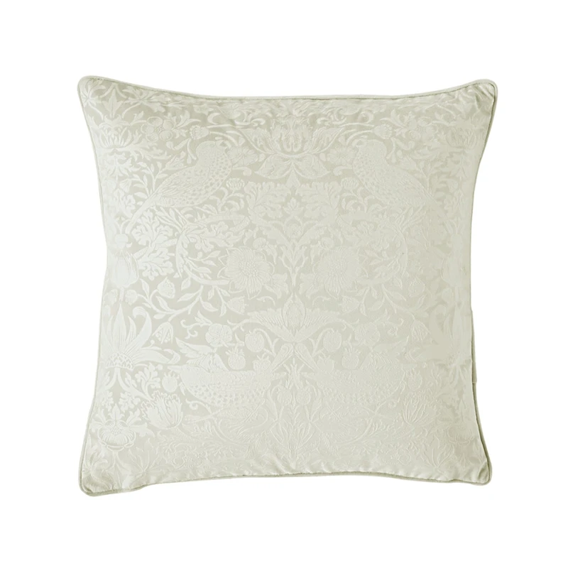 Image of William Morris At Home Strawberry Thief Embossed Cushion, 50x50cm, Oyster
