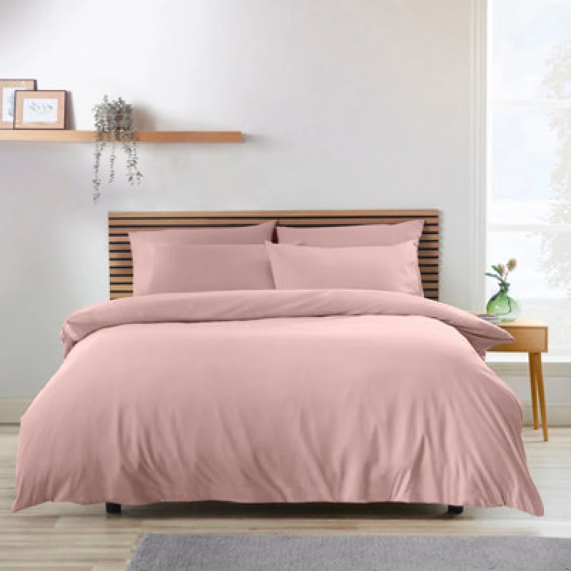Image of Catherine Lansfield So Soft Non-Iron Double Duvet Cover Set With Pillowcases Blush Pink
