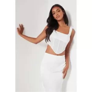 Image of I Saw It First White Mesh V Front Corset - White