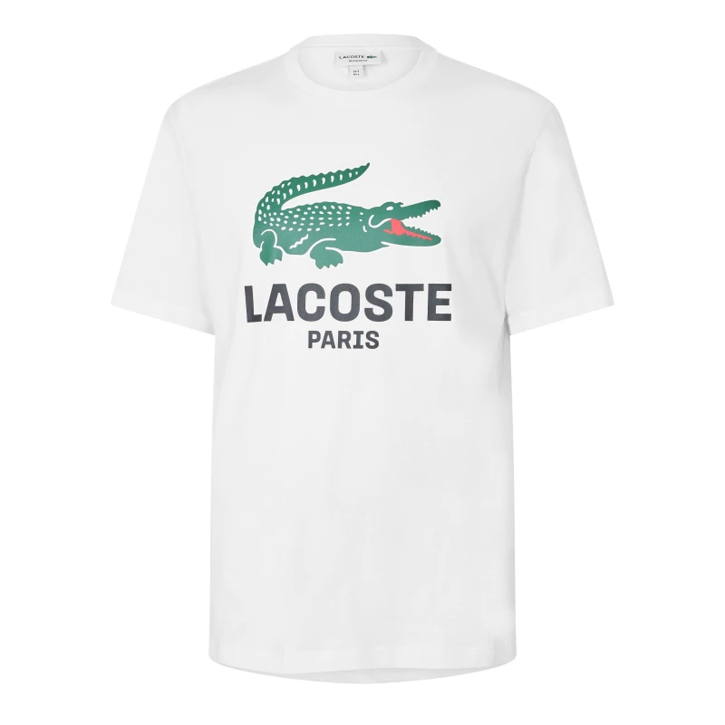 Image of Lacoste Lacoste Large Croc Logo T-Shirt White - Lacoste - Size: 2XL49 White Male 2XL49 LA13605
