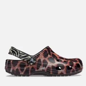 image of Crocs Classic Animal Remix Clog, Black/Multi Animal, size: 5, Unisex, Slides & Sandals, 207840-0ZR