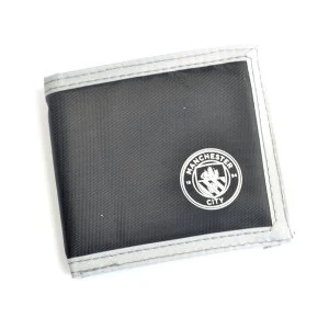 image of Man City Multi Pocket Black Canvas Crest Wallet