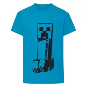 Image of Minecraft Girls Leaning Tower Creeper T-Shirt (5-6 Years) (Teal)