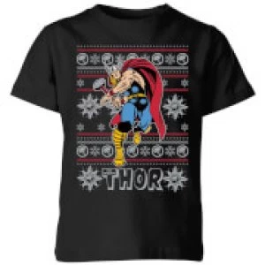 Image of Marvel Thor Kids Christmas T-Shirt - Black - 9-10 Years