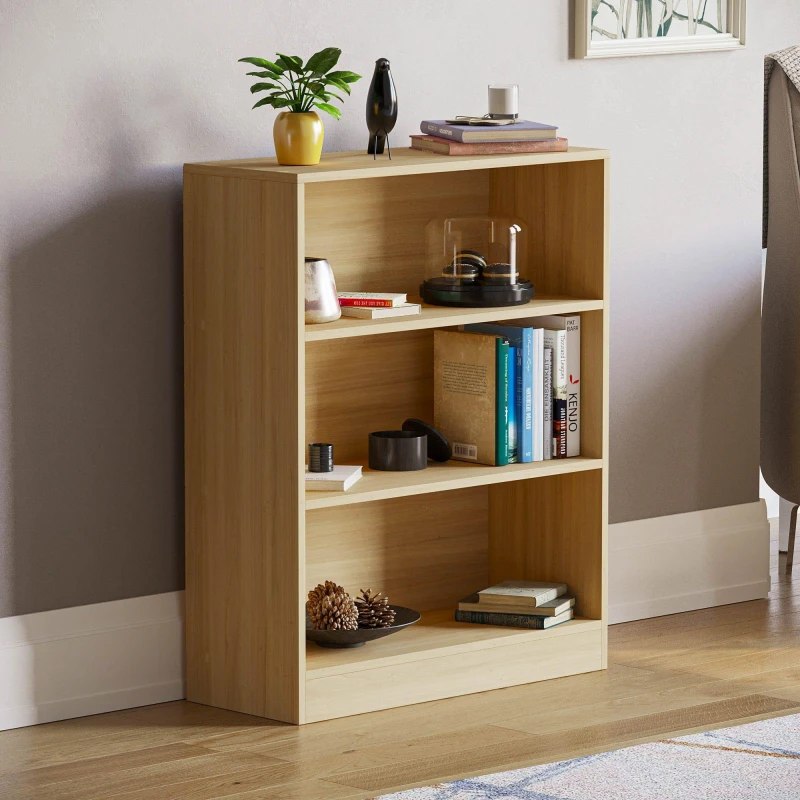 Image of Lassic Vida Designs Cambridge 3 Tier Low Bookcase Oak unisex 3 Tier