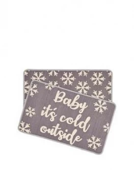 image of Baby Its Cold Outside Door Mats ; Set Of 2