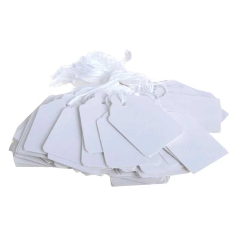 Image of Value Strung Ticket 30 x 21mm White (1000 Pack) KF01617