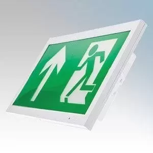 image of Channel Smarter Safety Camber Wall Mounted Emergency Exit Sign Maintained Self Test C/W Pictogram Pack - E-CAMBER-WALL-ST