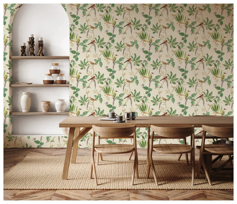 Image of Esselle Home Esselle Home Cotton Garden Green Wallpaper