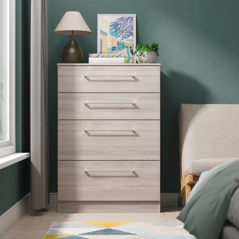 Image of Welcome Furniture Ltd Worcester 4 Drawer Deep Chest in Grey Oak - Ready Assembled, Grey WOR050GOGO