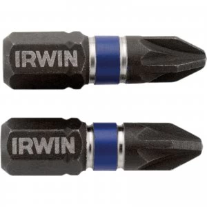 Image of Irwin Impact Pozi Screwdriver Bit PZ2 25mm Pack of 2