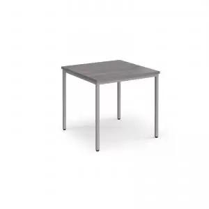 image of Flexi 25 square table with silver frame 800mm x 800mm - grey oak