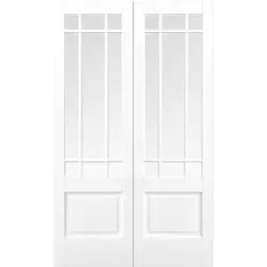 Image of Downham Internal Glazed Primed White 9 Lite Pair Doors - 1372 x 1981mm