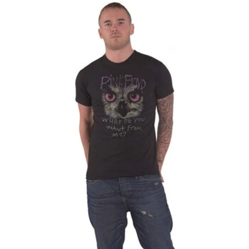 Image of Pink Floyd Pink Floyd Men What Do You Want From Me? Owl T-Shirt in Black Size: Small Black S Male 5063238512214