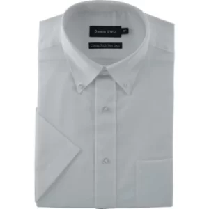 Image of Mens 15.5IN Short Sleeve White Oxford Shirt