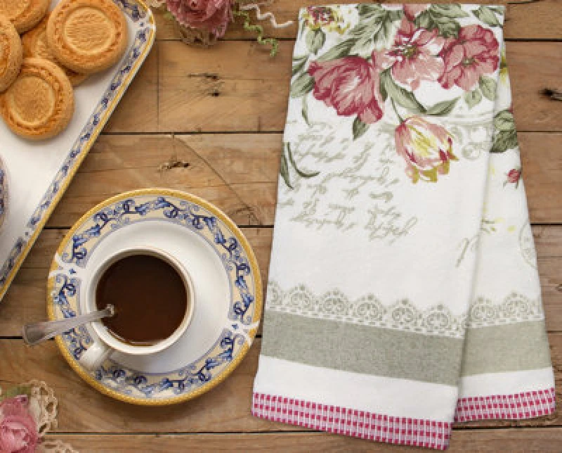 Image of Velosso Floral Printed Cotton Tea Towels, Absorbent Kitchen Essentials, Pack Of 3