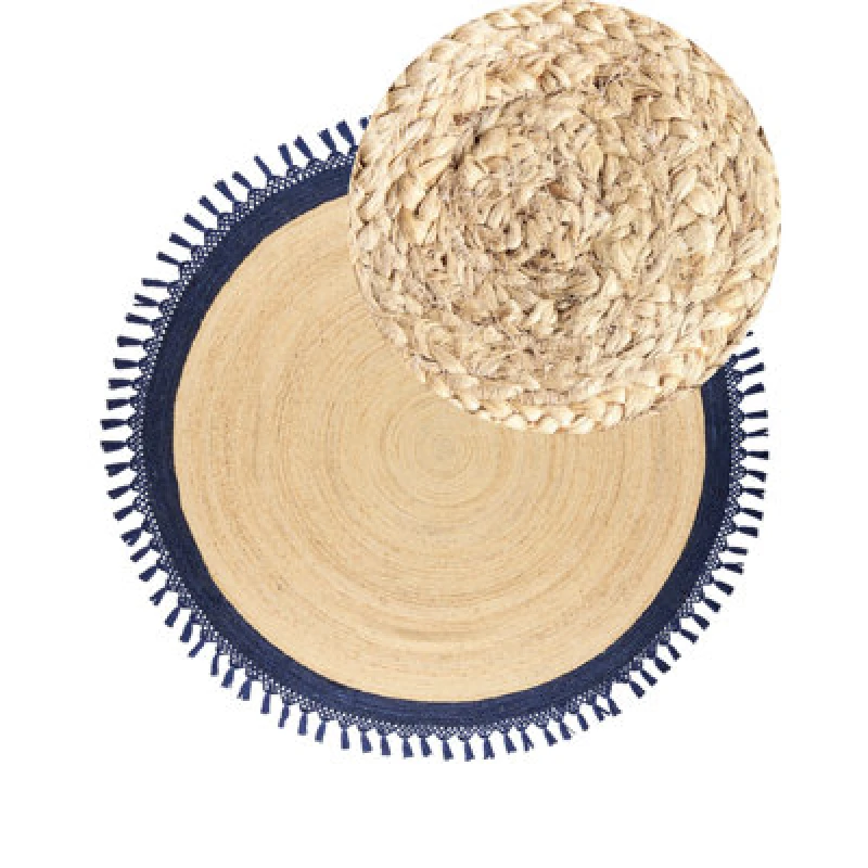 Image of Beliani Rug Marts Dark Blue 200 Cm Jute