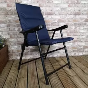 Image of Padded Folding Camping / Caravan / Garden Chair in Navy
