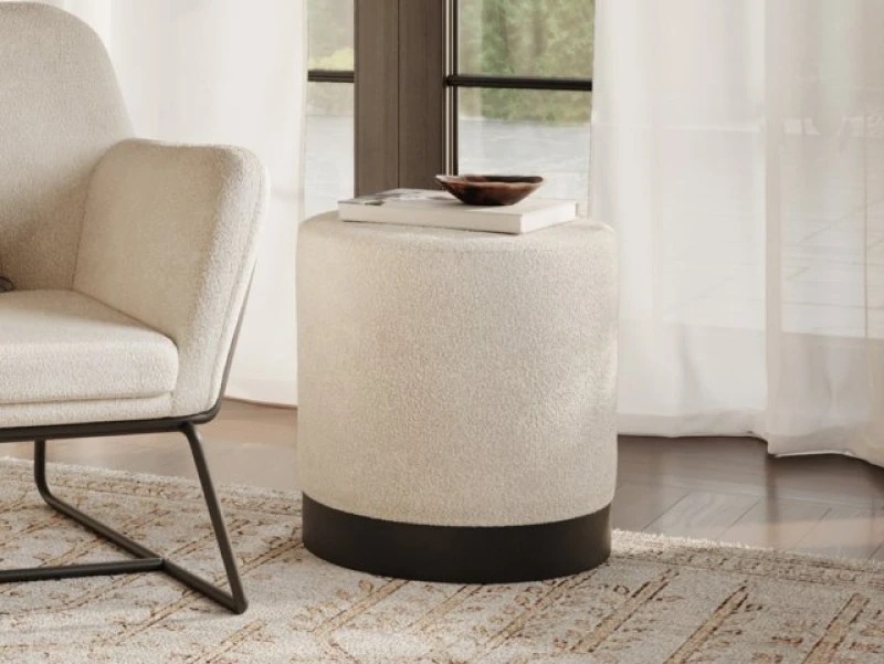 Image of LPD Lara Ivory and Black Fabric Bedroom Stool