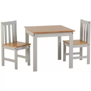 image of Seconique - Ludlow Dining Set Table with 2 Chairs Grey with Oak Lacquer