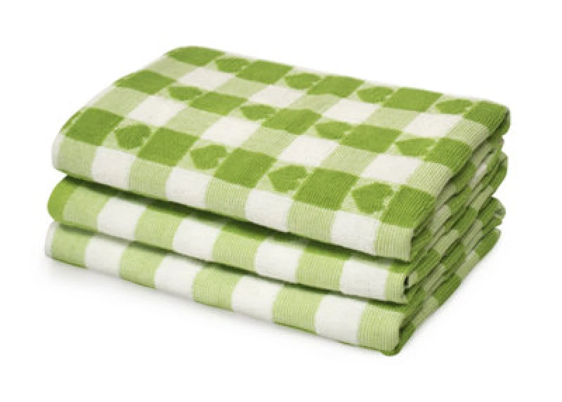 Image of Kitchen Trends Jacquard Hearts Pattern Easy Care Tea Towels, Pack of 3 in Lime Size: 3 Pack Lime Unisex 3 Pack
