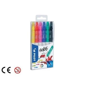 Image of Pilot FriXion Medium Tip Erasable Felt Pen 2.5mm Tip Width 0.63mm Line Width Assorted Colours Ref 220300600 Pack of 6 Pens