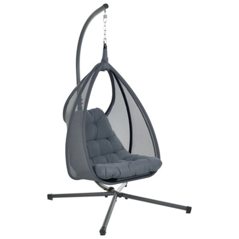 Image of Beliani Hanging Chair With Stand Avegno Fabric Dark Grey