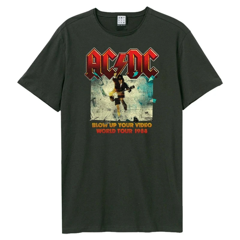 Image of Amplified Amplified Men Blow Up Your Video AC DC T-Shirt in Charcoal Size: X-Small Charcoal XS Male 5063300420218