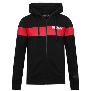 image of Replay Block Logo Zip Hoodie - Black