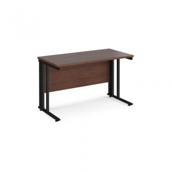 Image of Maestro 25 straight desk 1200mm x 600mm - Black cable managed leg frame and walnut top