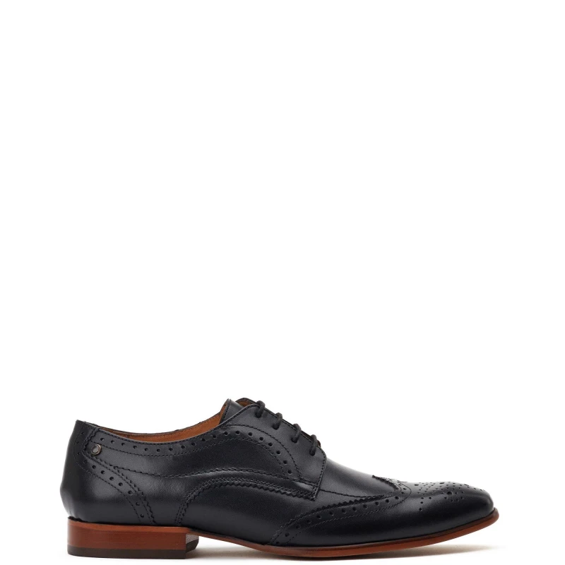Image of Base London Mens Barbera Formal Casual Brogues Shoes - UK 12 Black male GDE2775BLK12
