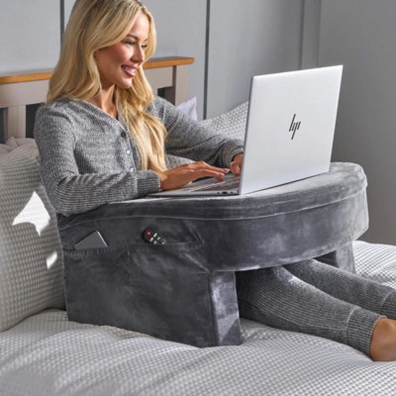 Image of OHS OHS Gaming Desk Lap Pillow Cushion Laptop Table Tray Filled Plump Foam Pockets Pad in Charcoal Charcoal One Size Unisex 5027434212033