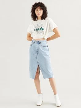 Image of Levis Deconstructed Split Skirt - Light Wash Blue
