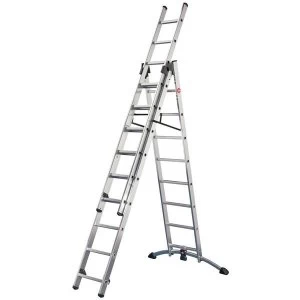 image of Combi Ladder 3 Section Rungs 2 x 9 and 1 x 8 for Height 9.25m