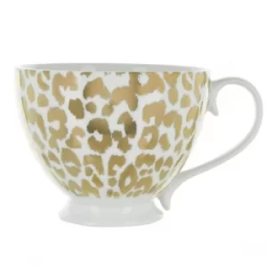 image of Animal Luxe Footed Mug Leopard Print Gold