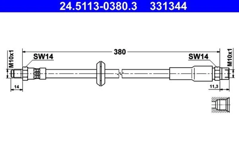 Image of ATE 24.5113-0380.3 Brake Hose Brake Hose (83)