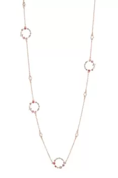 image of Rose Gold Crystal Pastel Mixed Station Rope Necklace