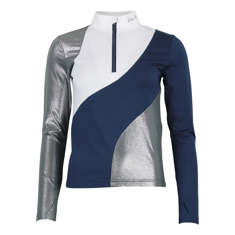 Image of Womens long sleeve zip-up base layer Peak Mountain Aramis Bleu Female L