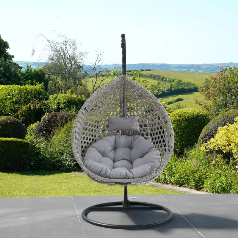 Image of Artemis Home Abingdon Hanging Swing Single Egg Pod Chair in Light Grey Light Grey Unisex