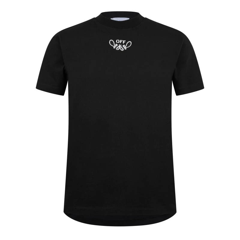 Image of Off White Mens Bandanna Skate Cotton Crew Neck T-Shirt Black White male S