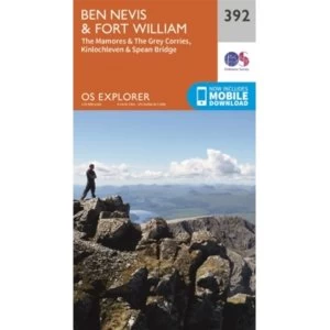 Image of Ben Nevis and Fort William, the Mamores and the Grey Corries, Kinlochleven and Spean Bridge by Ordnance Survey (Sheet map,...