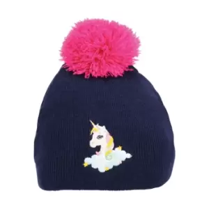 image of Little Rider Childrens/Kids Little Unicorn Hat (One Size) (Navy/Pink)