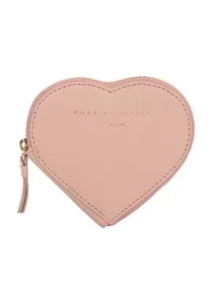 image of Pure Luxuries London Pure Luxuries Leather Heart Coin Purse, Pink, Women