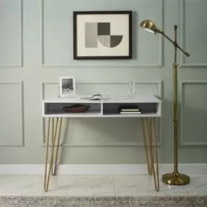 Image of Athena Home Office Study Desk White Marble By Novogratz